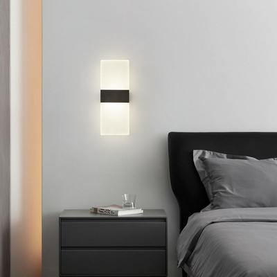 Nowoczesna prostokątna lampa ścienna LED przezroczysta sypialnia pokój dzienny restauracja hotel
