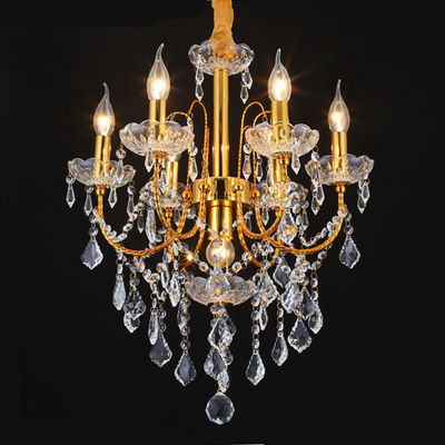 110V sypialnia złoty żelazo fantazyjny żyrandol kryształowa świeca 850 * 700mm