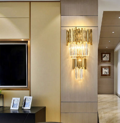 Szerokość 350 mm Wysokość 550 mm Postmodernistyczna szklana kryształowa lampa ścienna do hotelu
