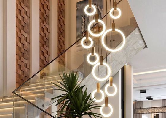 Nowoczesne koło akrylowe Villa Stair Hotel jadalnia Spadek lampy Oprawa oświetleniowa