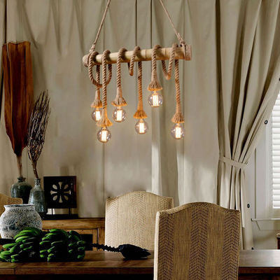 Lampa wisząca ze szkła konopnego z bambusa do salonu