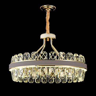 Luksusowy jasny złoty żelazny wiszący kryształowy żyrandol AC85V ra80