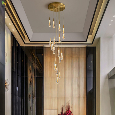 Water Drop Crystal Nowoczesna lampa wisząca Hotel Lobby Decoration Schody