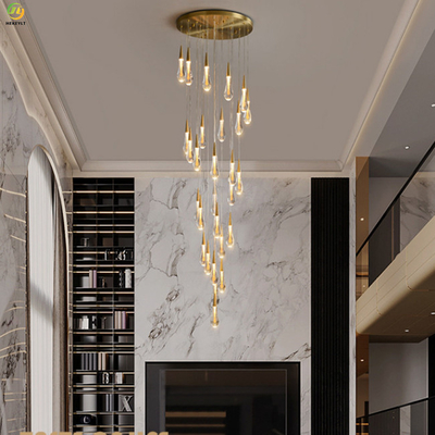 Water Drop Crystal Nowoczesna lampa wisząca Hotel Lobby Decoration Schody