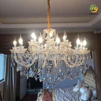 Luksusowe kryształowe lampy świecowe Żyrandole Villa Hall E14