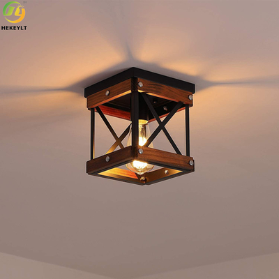 220V Nordic Iron Wood Lampa sufitowa LED do domowego hotelu 1 głowa