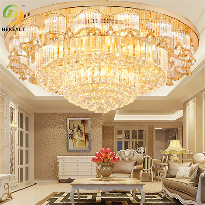 Klasyczna luksusowa złota nowoczesna lampa sufitowa Led Crystal E14 Podstawa żarówki