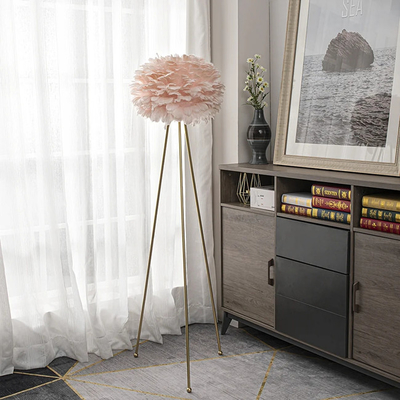 Salon Sypialnia E26 Metalowy statyw Lampa podłogowa Feather Pink Decoration