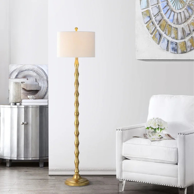 Tkanina Metal Gold White E26 Tradycyjna lampa podłogowa Nowoczesna dekoracja