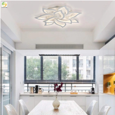 Akrylowa artystyczna sypialnia Nowoczesna lampa sufitowa Led Prosty dekoracyjny biały kwiat