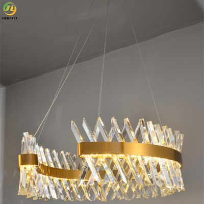 LED Clear 1 metr Nowoczesna lampa pierścieniowa Luksusowy kryształowy żyrandol do salonu