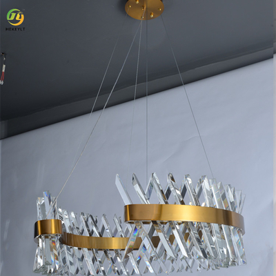 LED Clear 1 metr Nowoczesna lampa pierścieniowa Luksusowy kryształowy żyrandol do salonu