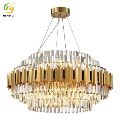120-watowe lampy wiszące LED E14 Kryształowe i metalowe złote i przezroczyste wiszące