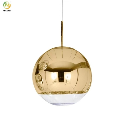 Złota 265 V Okrągła szklana lampa wisząca Willa Sklep odzieżowy Pojedyncza główka Mała