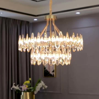 LED Złoty Wiszący Nowoczesny Luksusowy Kryształowy Żyrandol Do Salonu Sypialnia