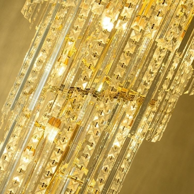 Duży dostosowany wystrój certyfikacji Nowoczesny kryształowy żyrandol Jadalnia Złote schody
