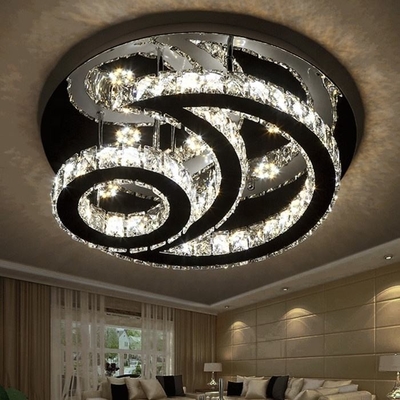 Luksusowa lampa sufitowa LED ze stali nierdzewnej Nowoczesna, przezroczysta, okrągła lampa sufitowa