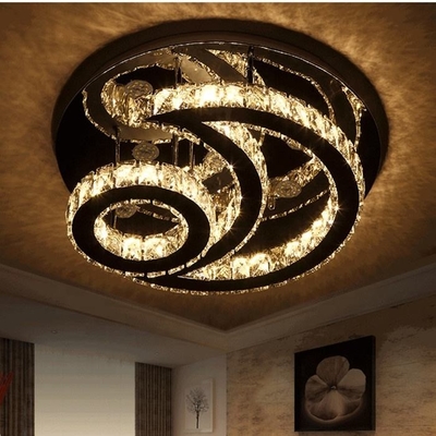 Luksusowa lampa sufitowa LED ze stali nierdzewnej Nowoczesna, przezroczysta, okrągła lampa sufitowa