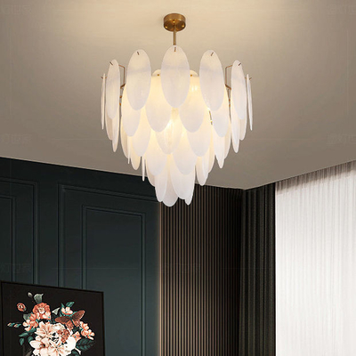 Nordic Modern Feather Glass Wisiorek Światła LED Żyrandol do sypialni