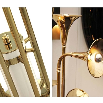 Retro złota lampa podłogowa Instrument salon róg kształt lampy Led