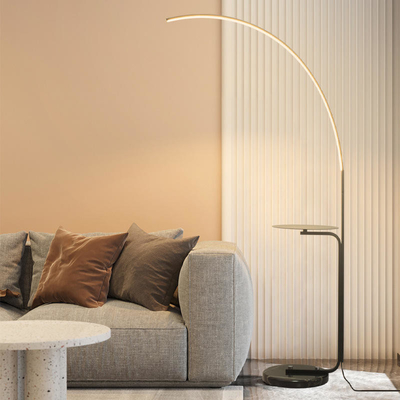 Żelazna aluminiowa sypialnia Led Nowoczesna lampa podłogowa Inteligentna regulowana czarna lampa stojąca