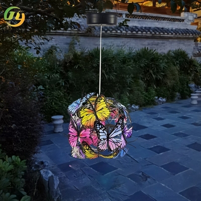 Słoneczny ogród dekoracyjne światło kreatywna żelazna kula motylkowa wisząca lampa ogrodowa kwadratowy krajobraz atmosfera powiesić