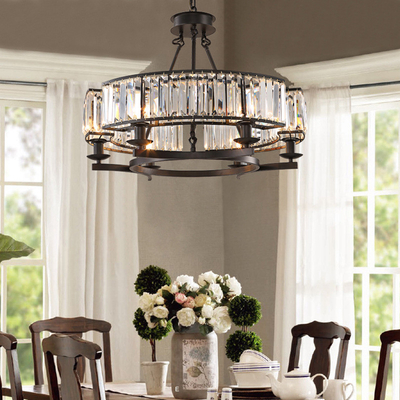 Nowoczesny amerykański kryształowy żyrandol LED prosta atmosfera luksusowa wisząca dwufunkcyjna lampa w holu