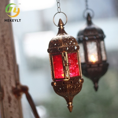 Żelazna wisząca szklana marokańska lampa wisząca Menora do domu weselnego