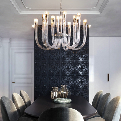 Post Modern Light Luxury Flower Glass LED Pendant Light Salon Jedzenie Pokój sypialny Lustro