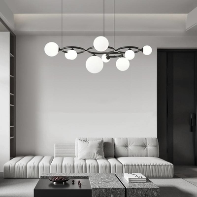 Nowoczesny luksusowy prosty szklany pierścień kulkowy żyrandol LED sypialnia miedziana salon ozdobny wisior