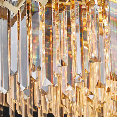 Nowoczesny kryształowy żyrandol K9 Empire Style Chromowane wykończenie Elegancja Raindrop Podwójne luksusowe oświetlenie wiszące