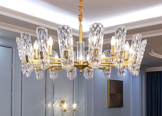 Złoty salon Led 240 V 100 * 45 cm kryształowe wiszące lampy wiszące