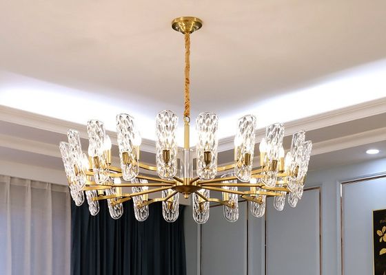 Złoty salon Led 240 V 100 * 45 cm kryształowe wiszące lampy wiszące