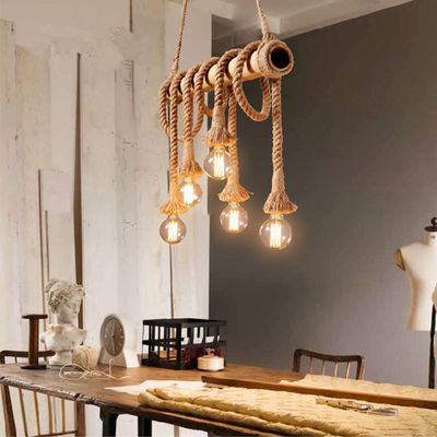 Lampa wisząca ze szkła konopnego z bambusa do salonu
