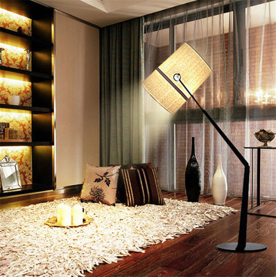 Tkanina Metal R7s Nowoczesna lampa podłogowa Oświetlenie dekoracyjne do wnętrz Biały Czarny