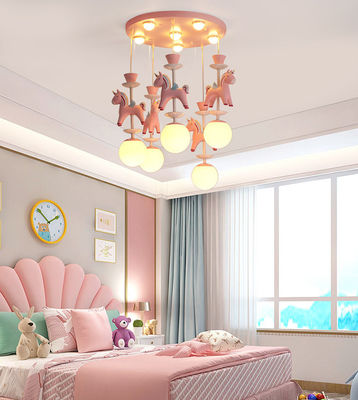 Kid Room E27 Nordic Pink Nowoczesna lampa wisząca z pięcioma lub trzema głowicami
