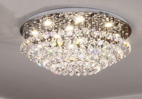 Nowoczesne fantazyjne okrągłe jasne kryształowe oświetlenie sufitowe LED Gu10 Indoor