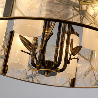 Emaliowany żyrandol z liści bambusa Lekki miedziany szklany uchwyt lampy E14