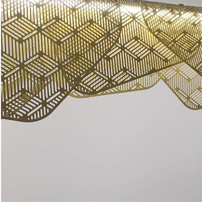 Nowoczesna lampa wisząca LED w kolorze szampańskiego złota z metalową siatką dla domu