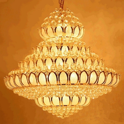 Złote szkło E14 Led Crystal Lampa wisząca 2700k Kryształowe lampy sufitowe